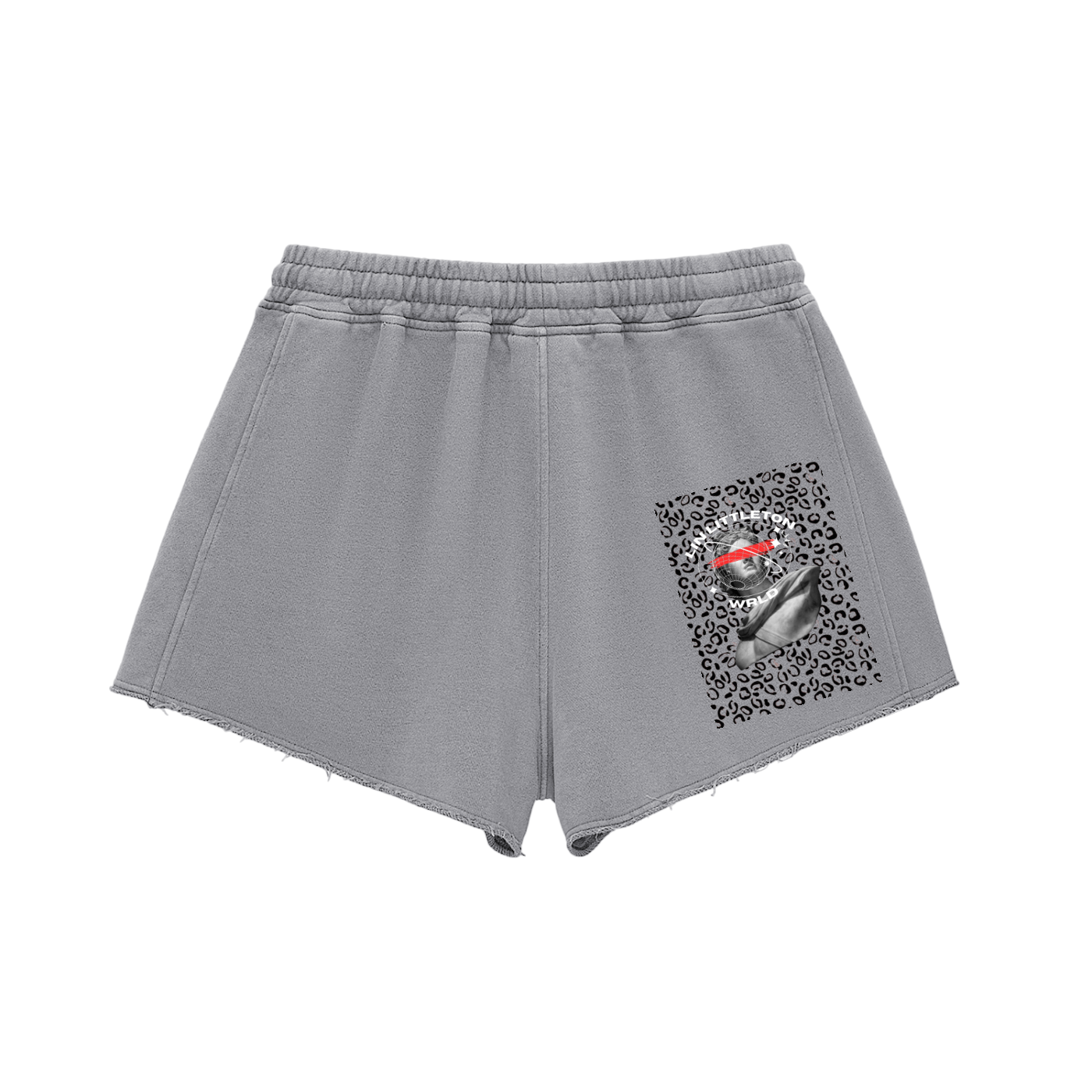 Snow Washed Raw Edge Drawstring Shorts