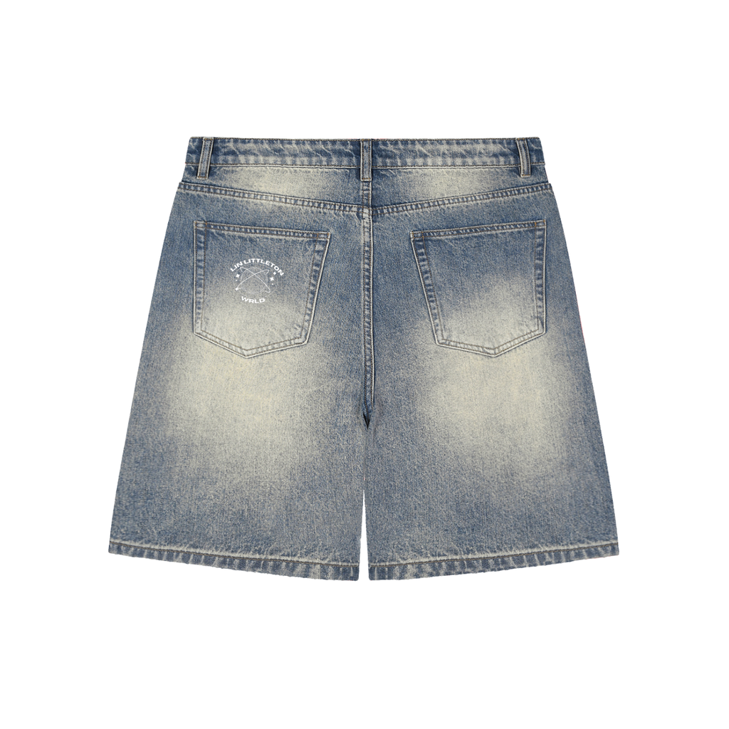 Faded Distressed Baggy Denim Shorts