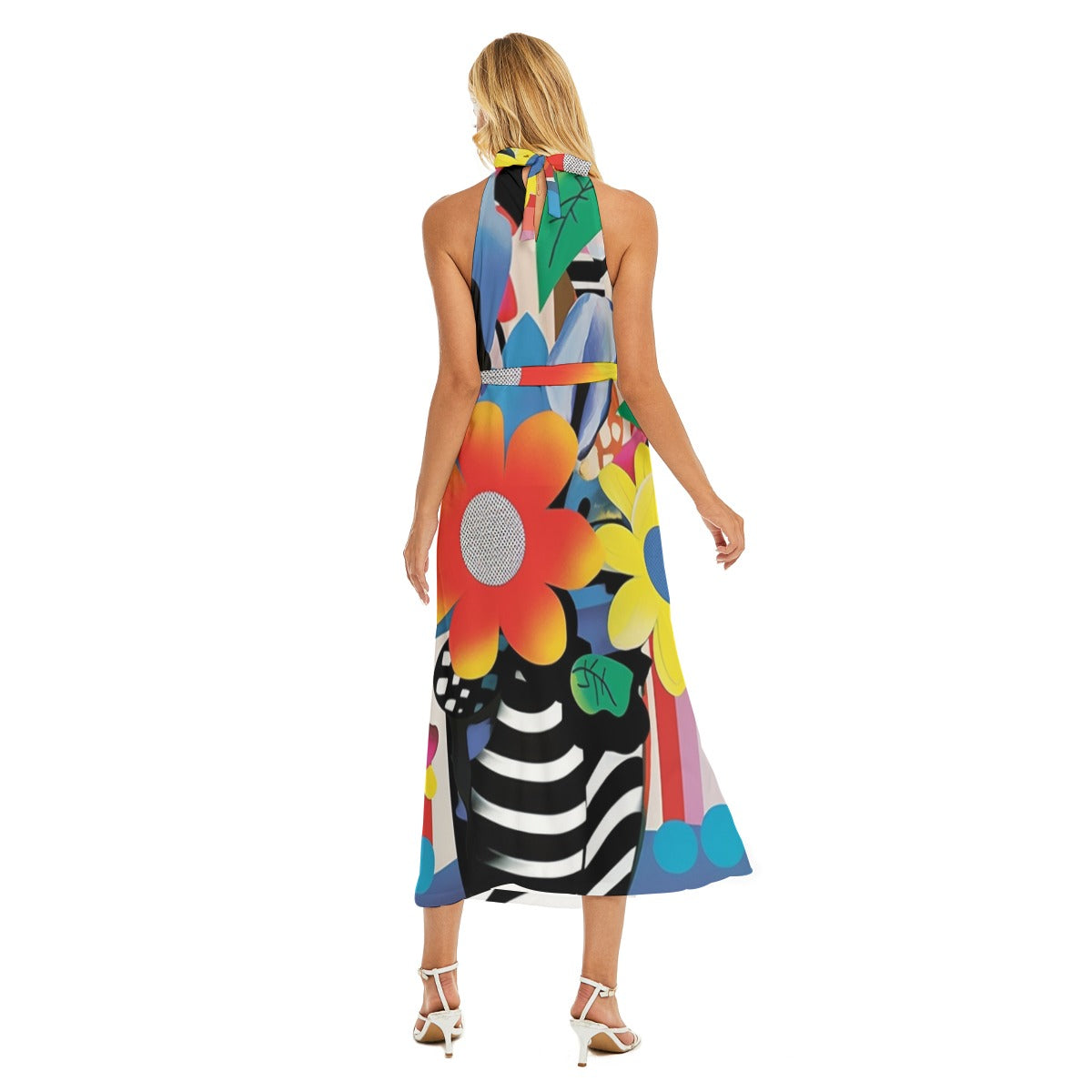Seraphine Wrap Hem Belted Halter Dress