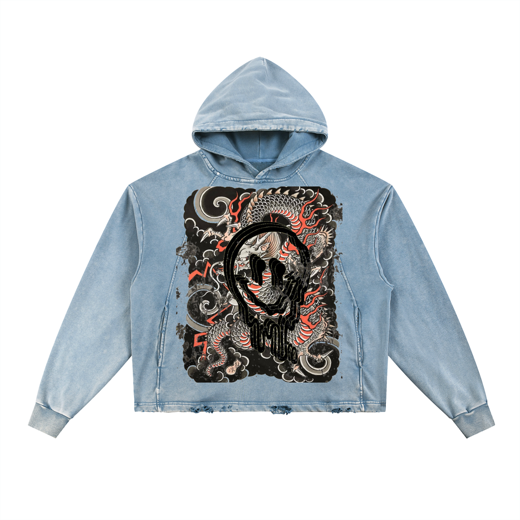 Dragon Smiley Frayed Hoodie