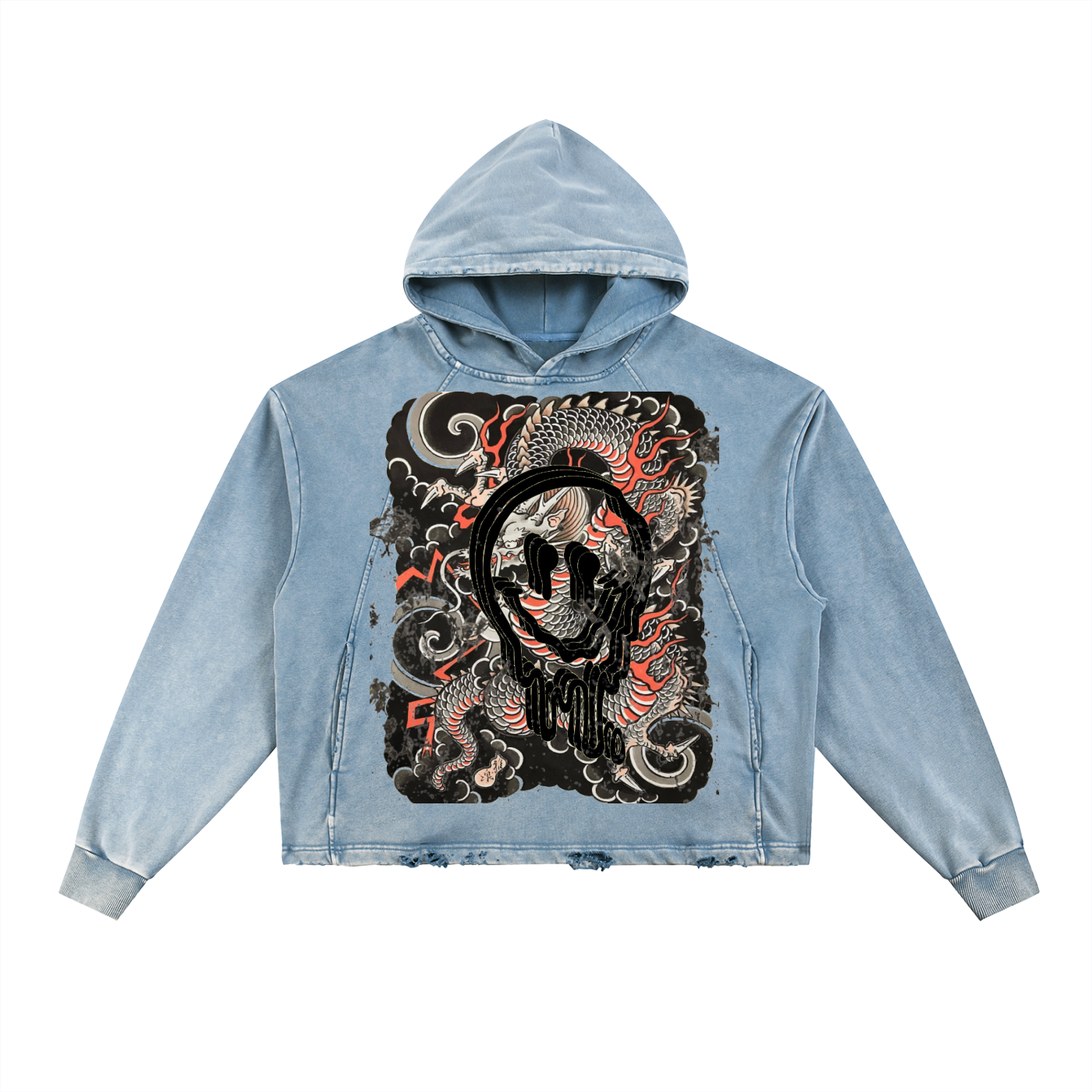 Dragon Smiley Frayed Hoodie