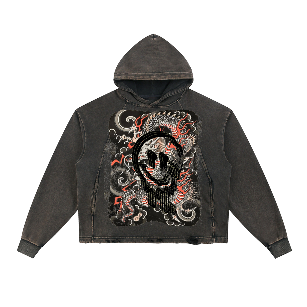 Dragon Smiley Frayed Hoodie