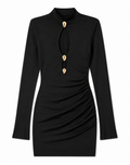Gold Hardware Ruched Cut-Out Mini Dress