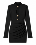 Gold Hardware Ruched Cut-Out Mini Dress