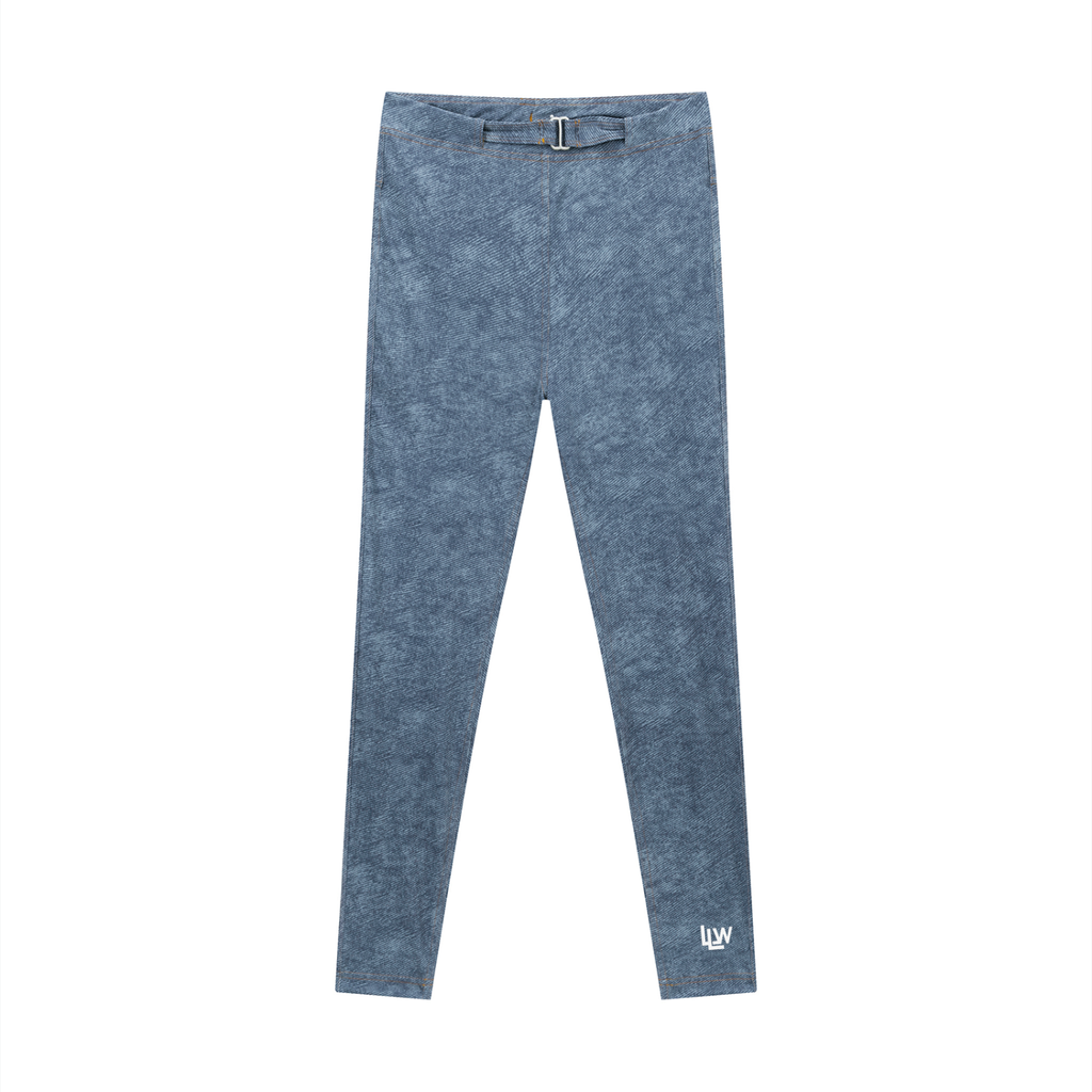 Faux Denim Zip-Fly Leggings
