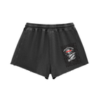 Snow Washed Raw Edge Drawstring Shorts