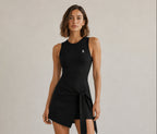 Sleeveless A-Line Round Neck Dress - Black