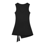 Sleeveless A-Line Round Neck Dress - Black