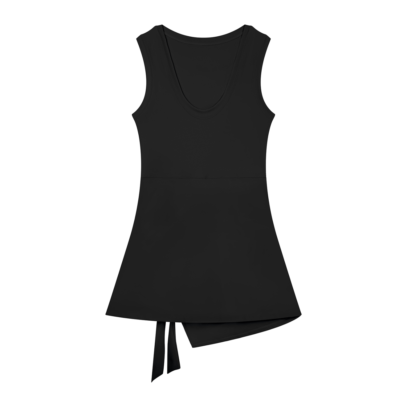 Sleeveless A-Line Round Neck Dress - Black
