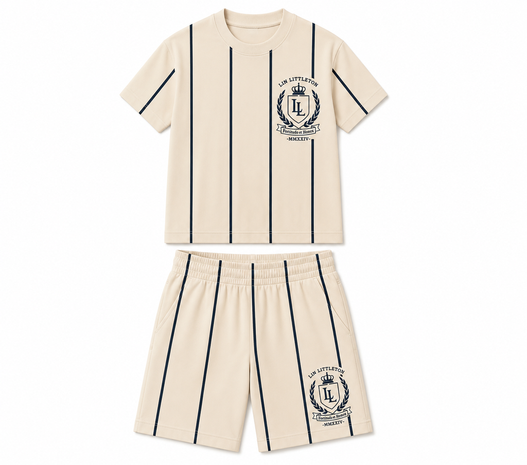 Cream Crest Pinstripe Set