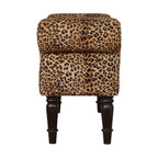 Leopard Print Mango Wood Velvet Bench