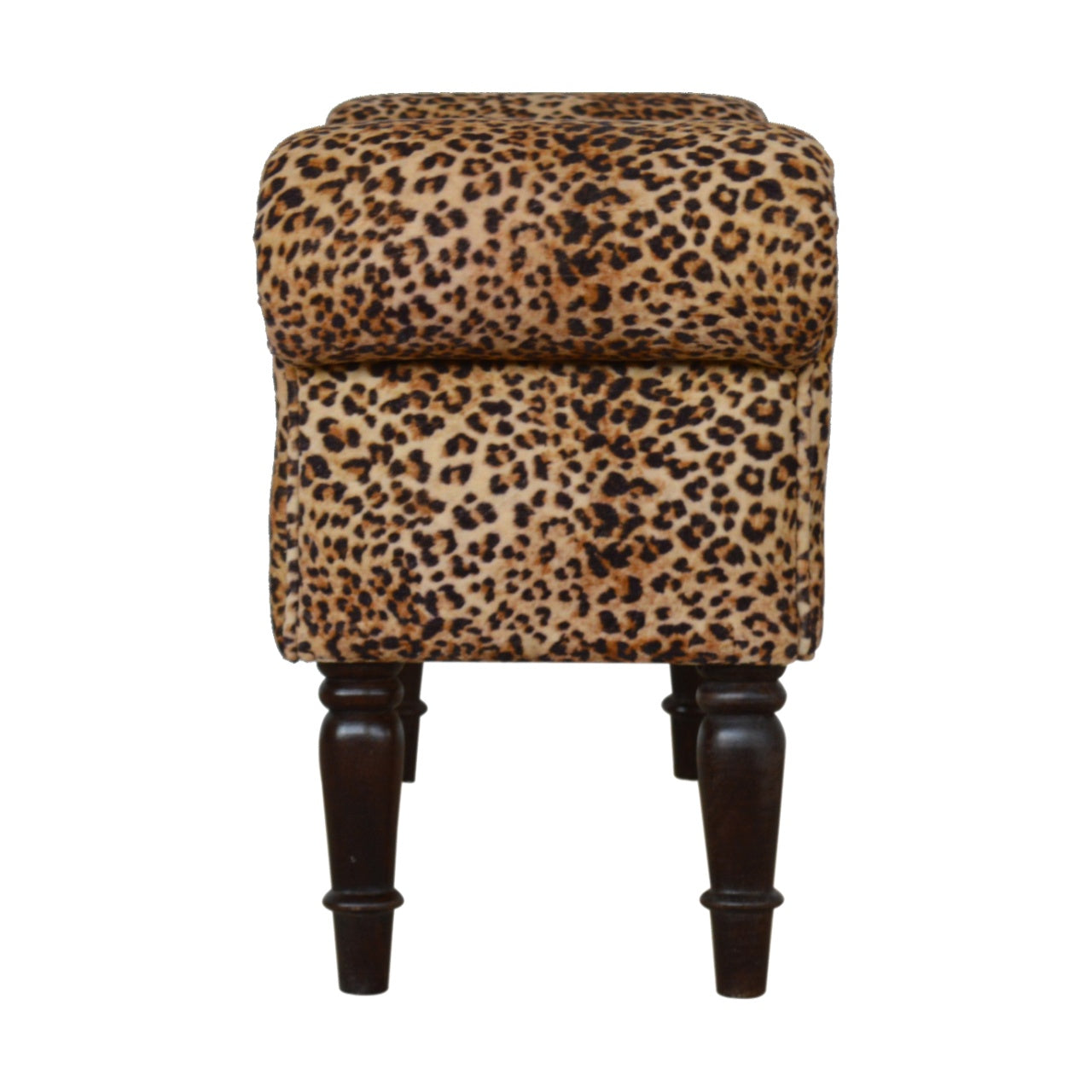 Leopard Print Mango Wood Velvet Bench
